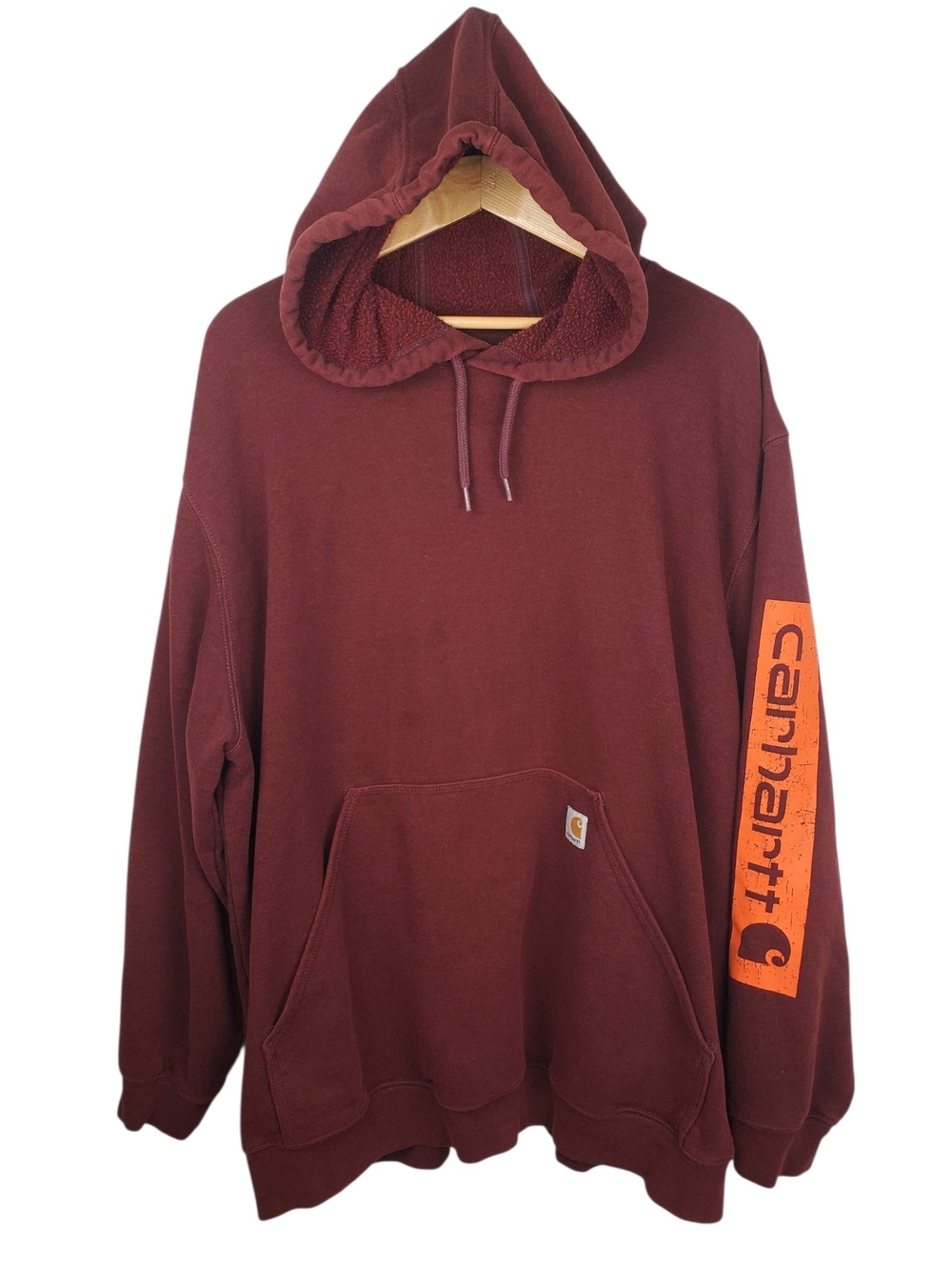 Carhartt Loose Fit Midweight Logo Sleeve Hoodie Burgundy Port Orange 3XL. #349
